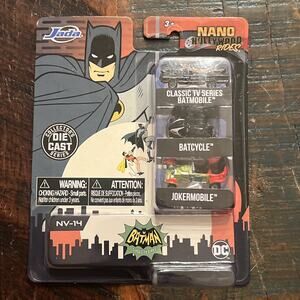 NEW Jada 31988 Batman 1966 TV Series 3-PK Nano Hollywood Rides Die-Cast Vehicles